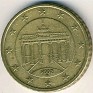 Euro - 50 Euro Cent - Germany - 2002 - Brass - KM# 212 - Obv: Brandenburg Gate Rev: Denomination and map - 0